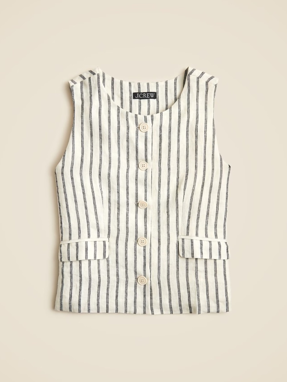 J Crew Crewneck Vest in Striped Linen